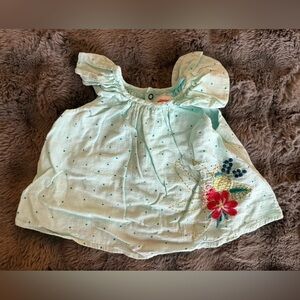 Catimini flower embroidery top in light blue size 12M